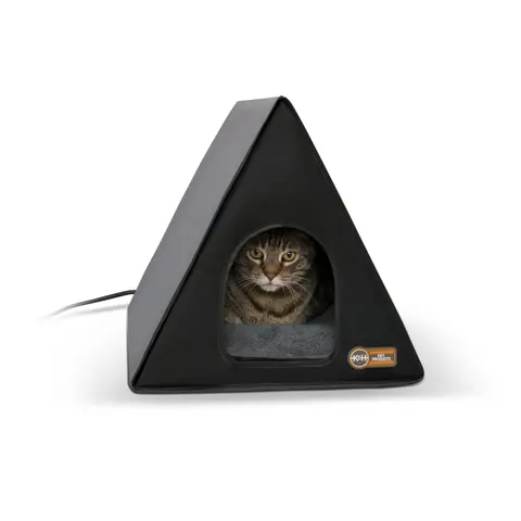 K&H Thermo A-Frame Heated Cat House - Gray/Black