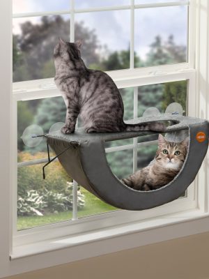 K&H EZ Mount Cat Window Perch Double Level Hammock Kitty Sill Window Bed