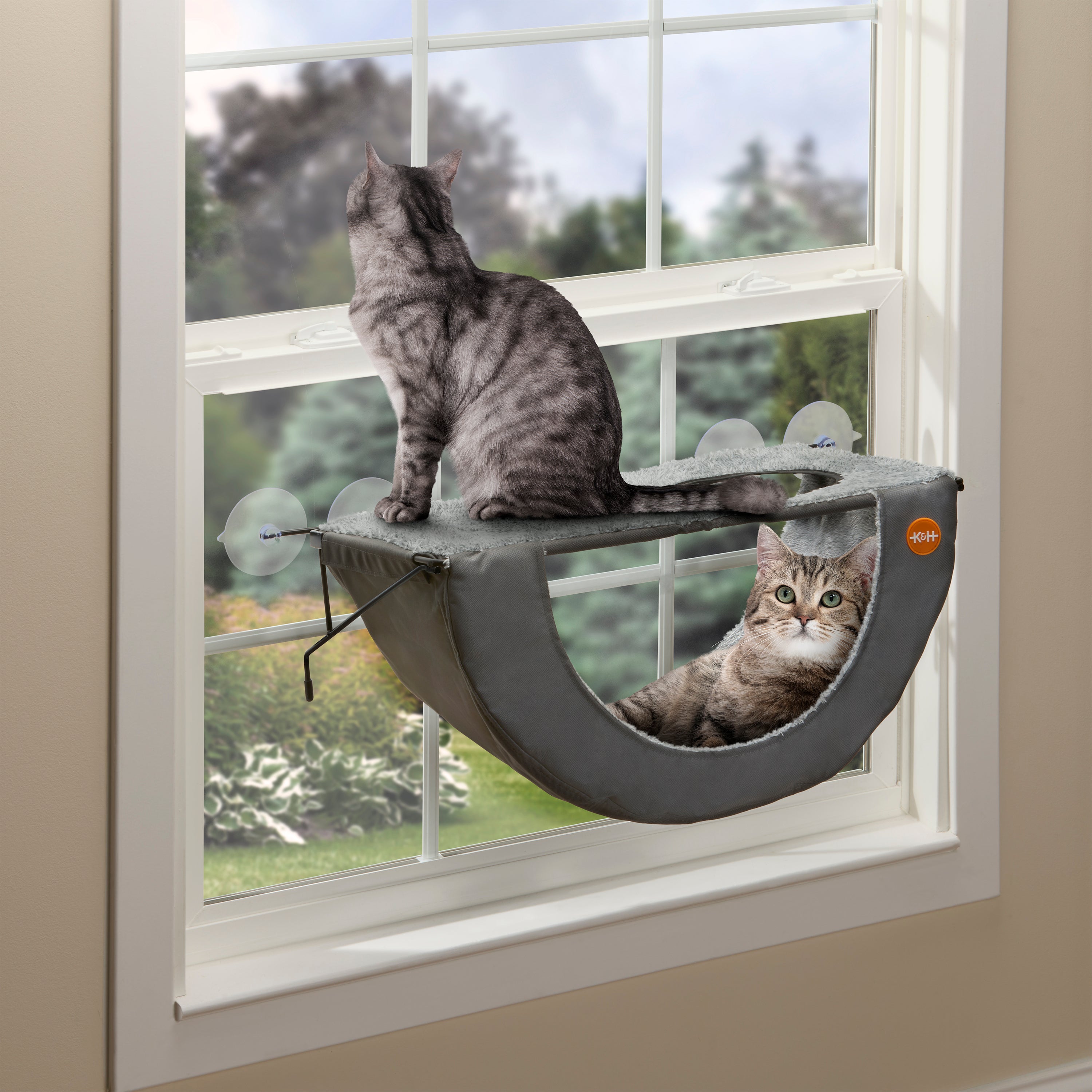 K&H EZ Mount Cat Window Perch Double Level Hammock Kitty Sill Window Bed