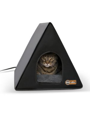 K&H Thermo A-Frame Heated Cat House - Gray/Black