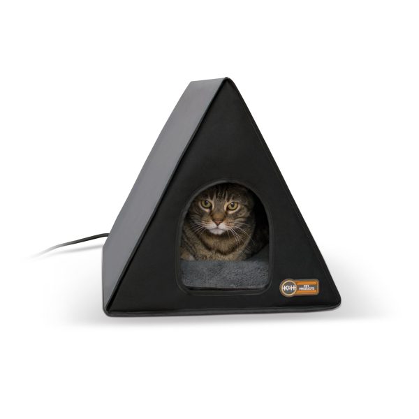 K&H Thermo A-Frame Heated Cat House - Gray/Black