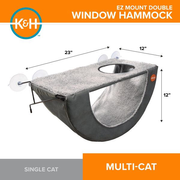 K&H EZ Mount Cat Window Perch Double Level Hammock Kitty Sill Window Bed