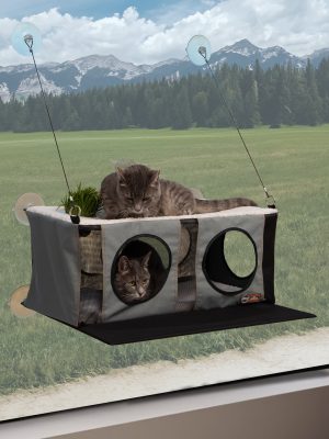 K&H EZ Mount Penthouse Cat Window Perch with Cat Grass Grow Station