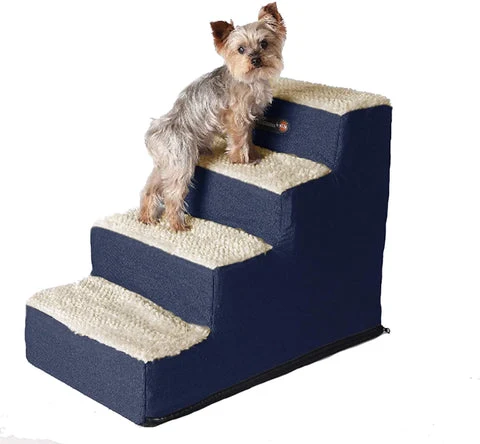 Dog on pet steps.